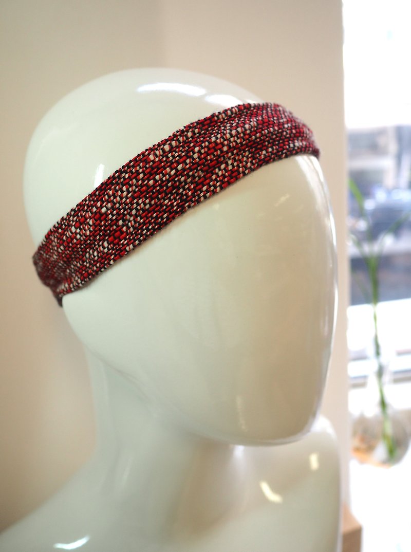 Woven and colored headband red - เครื่องประดับผม - ผ้าฝ้าย/ผ้าลินิน สีแดง