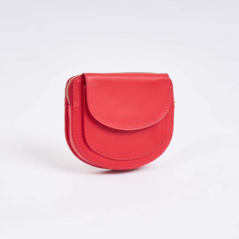 LOAFIE wallet/ card holder in Tomato red - กระเป๋าสตางค์ - หนังแท้ สีแดง
