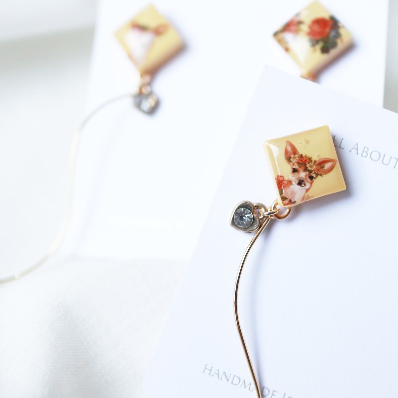 Forest Series - Xiaolingjiao Copper Earrings / Ear Clips - Earrings & Clip-ons - Other Materials Yellow