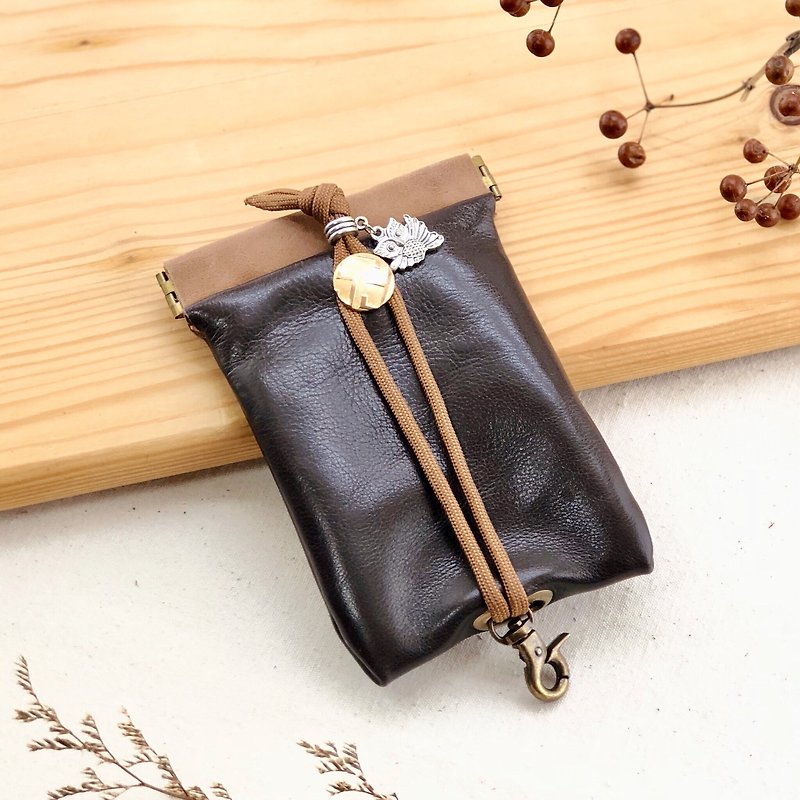 Spliced ​​free shrapnel key case - key / key bag / storage / key case - Keychains - Genuine Leather Brown