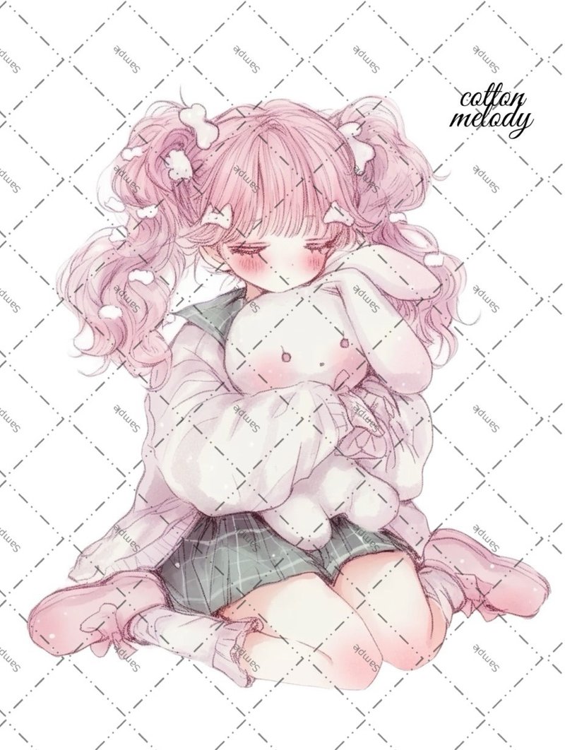 original sticker no.1789 人物ステッカー オリジナルステッカー オリジナル人物ステッカー 装飾ステッカー cotton melody - 貼紙 - 紙 