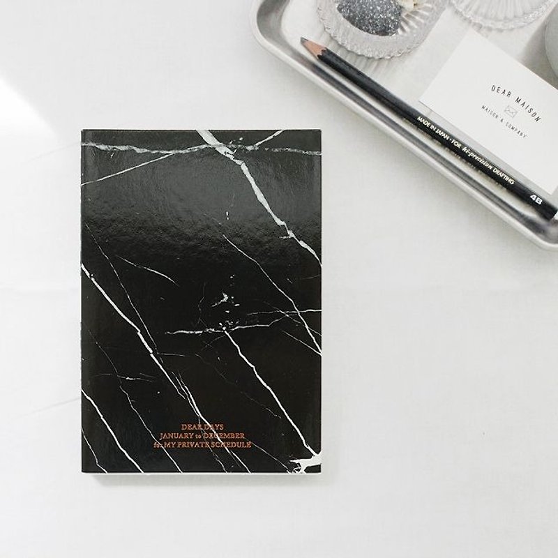 シンプルな黒、DMS50424  -  -Dearメゾン大理石の大理石のカレンダーをノック - カレンダー - 紙 ブラック