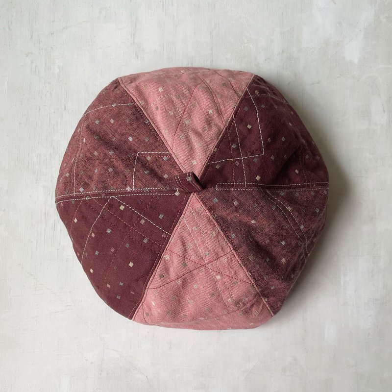 Japanese retro beret/first dyed fabric/red kite color/Christmas gift - หมวก - ผ้าฝ้าย/ผ้าลินิน สีแดง