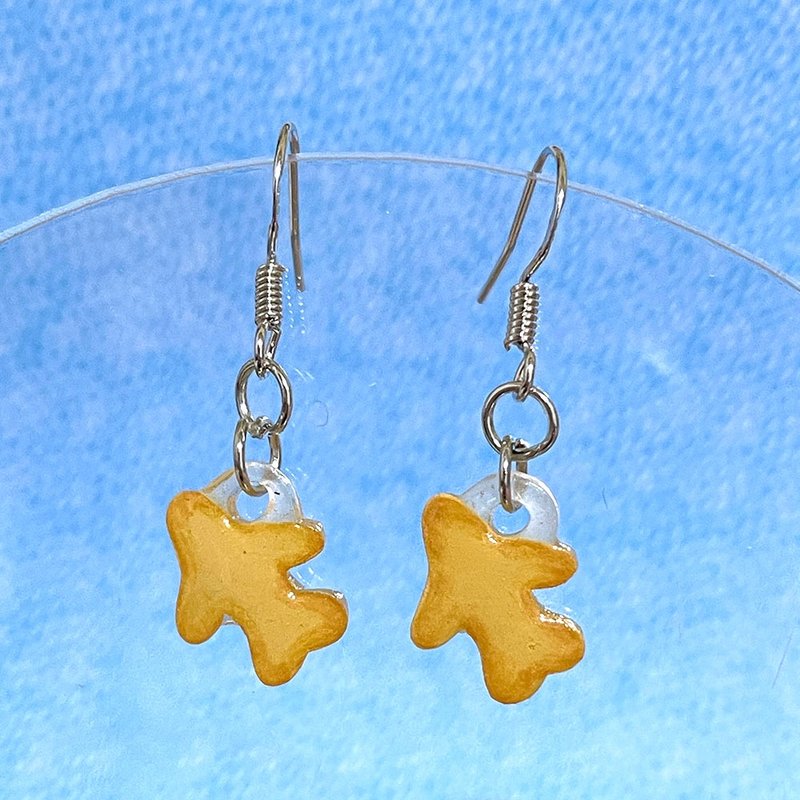 Airplane biscuit hand-painted handmade earrings - ต่างหู - พลาสติก สีส้ม