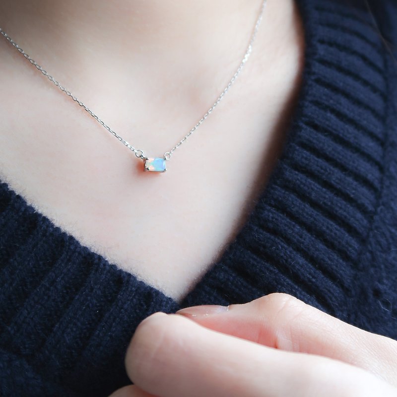 / Hymn of Tomorrow/ Opal Opal 925 Sterling Silver Natural Stone Necklace Necklace - สร้อยคอ - เงินแท้ หลากหลายสี