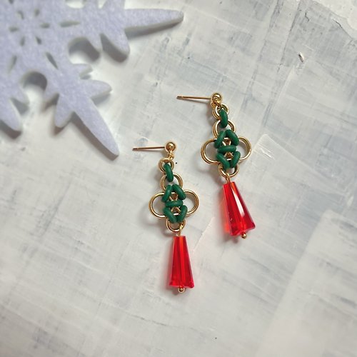 閃亮無限公司 Sparkle Unlimited 耶誕寶塔耳環(紅綠) 耳針/耳夾 耶誕節交換禮物