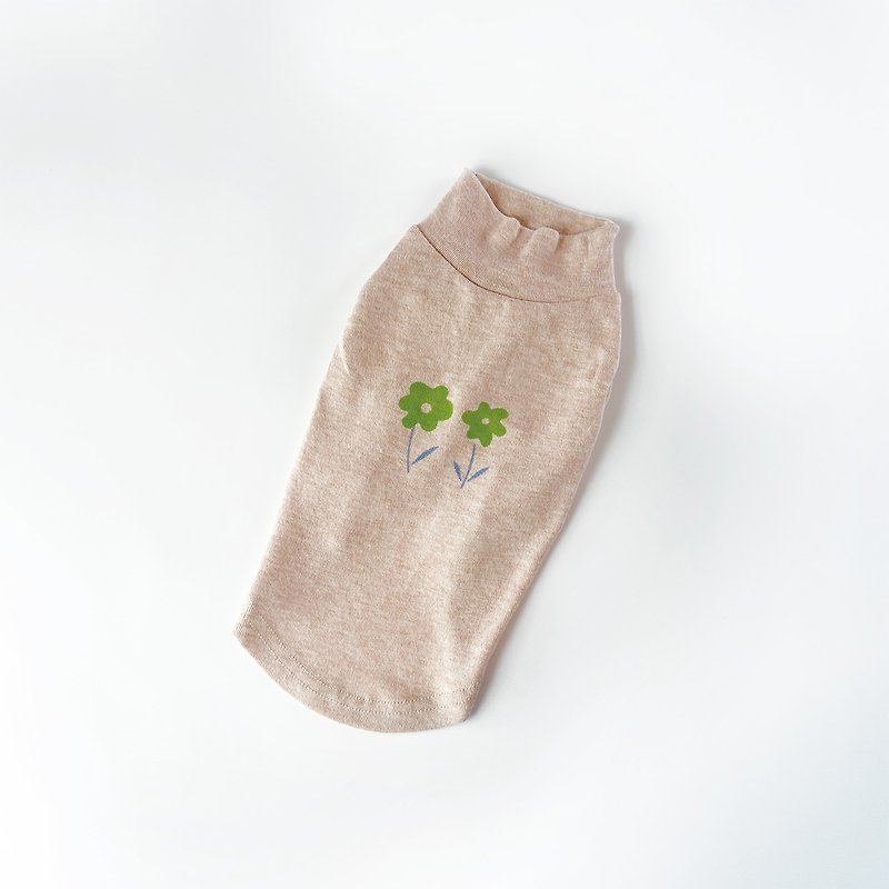 [Who's tail] Picnic time floral sleeveless sweater │ pet clothing pet vest - Clothing & Accessories - Cotton & Hemp Khaki