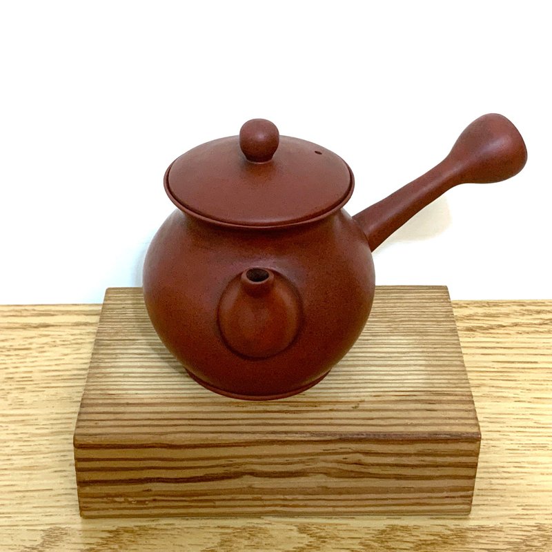 台灣【朱泥】手拉坯薄胎KyuuSu橫手急須壺12 - 茶壺/茶杯/茶具 - 陶 紅色