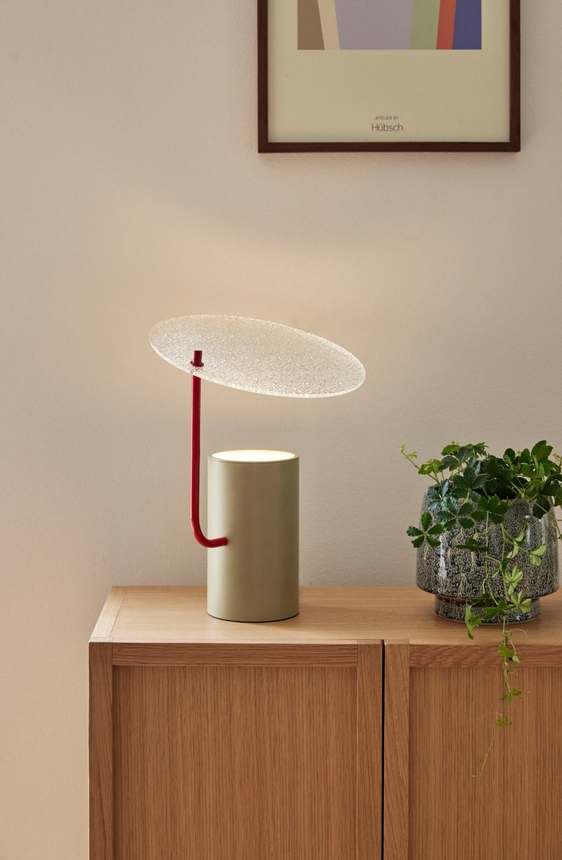 【Hübsch】－961501 Childlike Color Jumping Disc Table Lamp Night Light - Lighting - Glass Red