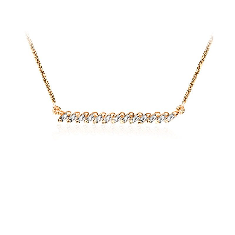Line Diamond Necklace - สร้อยคอ - โลหะ สีส้ม