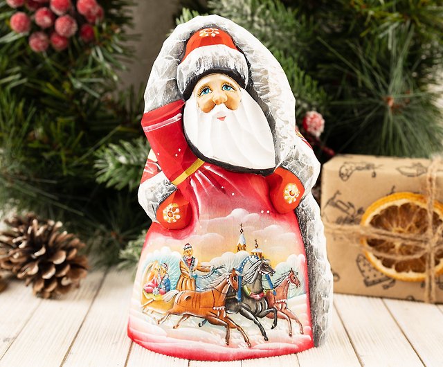 Santa Claus figurine Christmas decor Hand Carved wooden Wooden Santa figure 