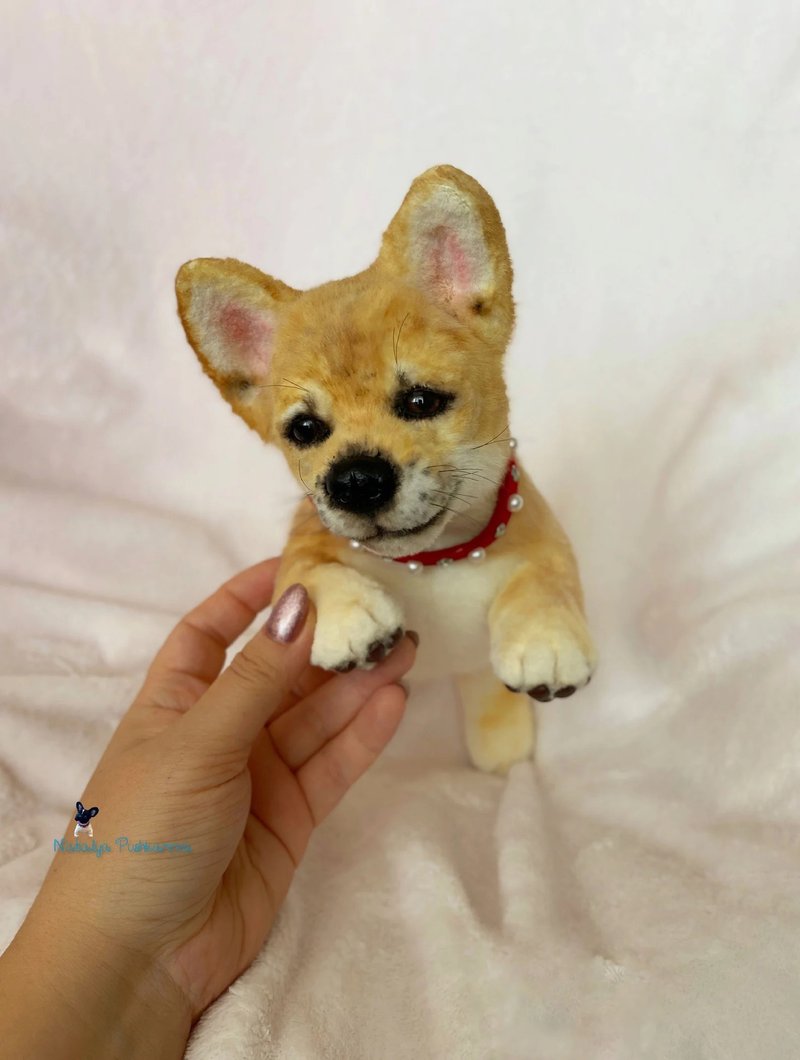 Shiba-inu 小狗逼真的玩具 - 公仔/玩偶 - 聚酯纖維 白色