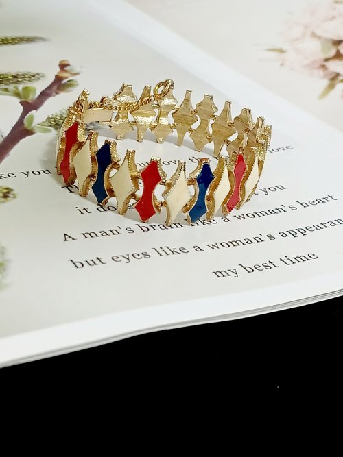 老時光製造所 vintage jewelry 古董凡爾賽三色琺瑯手鍊