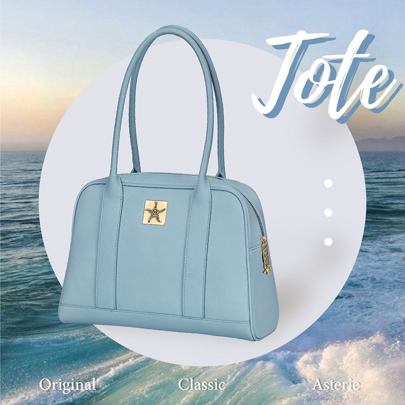 Limited Astèrie Original Large-Capacity Leather Tote Commuter Bag, Lake Blue - Handbags & Totes - Genuine Leather 