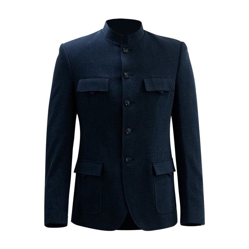 【PROSPERITY COINS】Eco-Denim Zhongshan Tang Jacket - Men's Coats & Jackets - Eco-Friendly Materials 