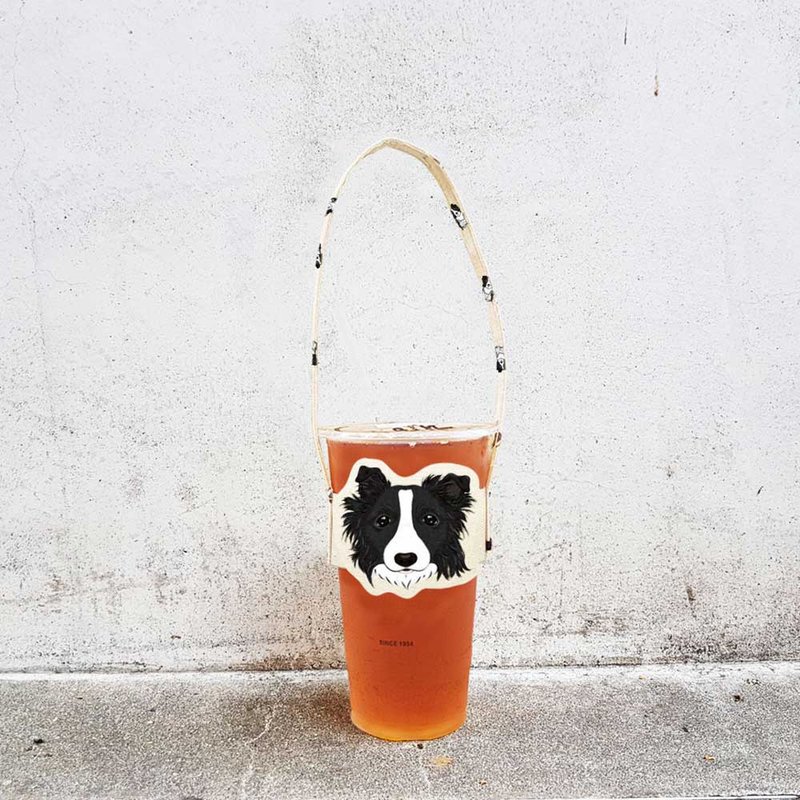 Border collie 3 coat color shape accompanying drink cup holder bag drink bag - ถุงใส่กระติกนำ้ - เส้นใยสังเคราะห์ หลากหลายสี