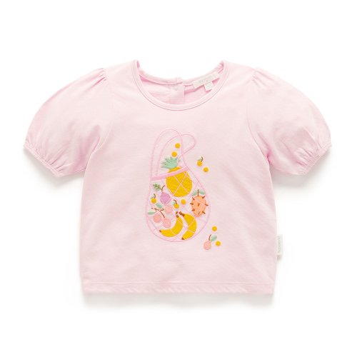Purebaby有機棉 澳洲Purebaby有機棉女童裝上衣12M-4T 水果貼花