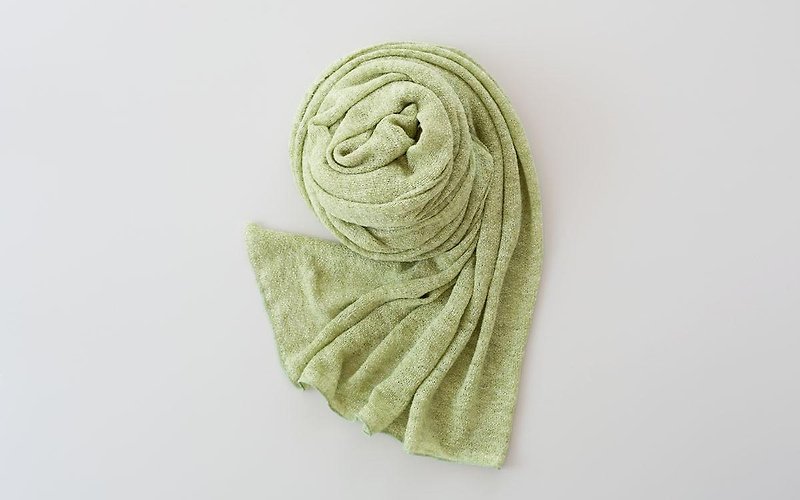 Linen knit stall Light Green - ผ้าพันคอ - ผ้าฝ้าย/ผ้าลินิน สีเขียว