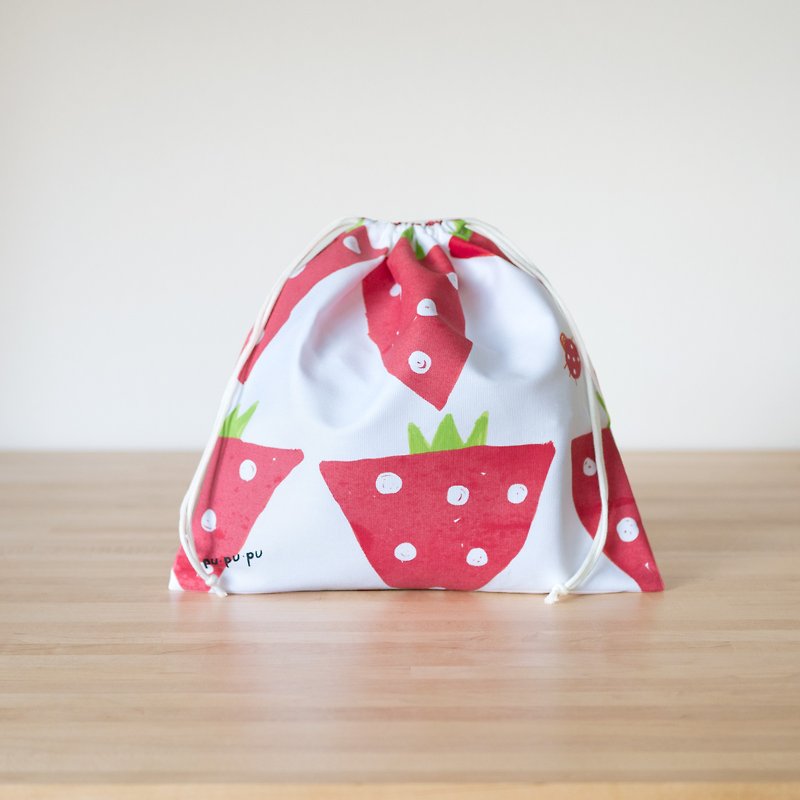 Pupupu purse strawberry field - Other - Cotton & Hemp Red