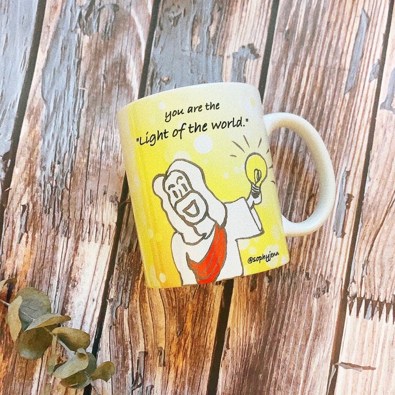 Light of the world mug hand-painted illustration style original coffee cup - แก้วมัค/แก้วกาแฟ - ดินเผา 