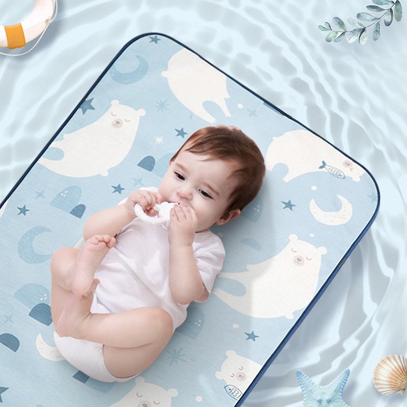 嬰兒床涼席冰絲兒童寶寶幼兒園蓆子夏季午睡透氣新生兒四季通用 - 嬰兒床墊/睡袋/枕頭 - 其他材質 藍色