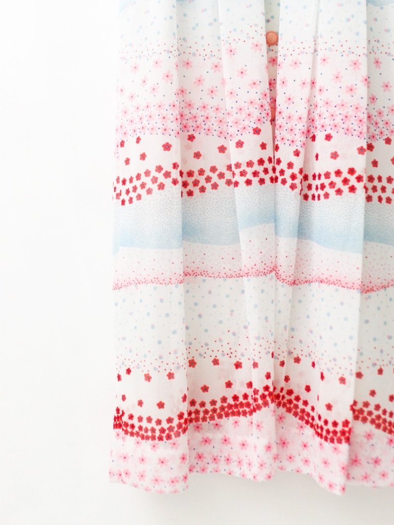 【RE0809D1297】夏日本製復古桃子汽水圓點泡泡粉色短袖古著洋裝 - 洋裝/連身裙 - 聚酯纖維 粉紅色