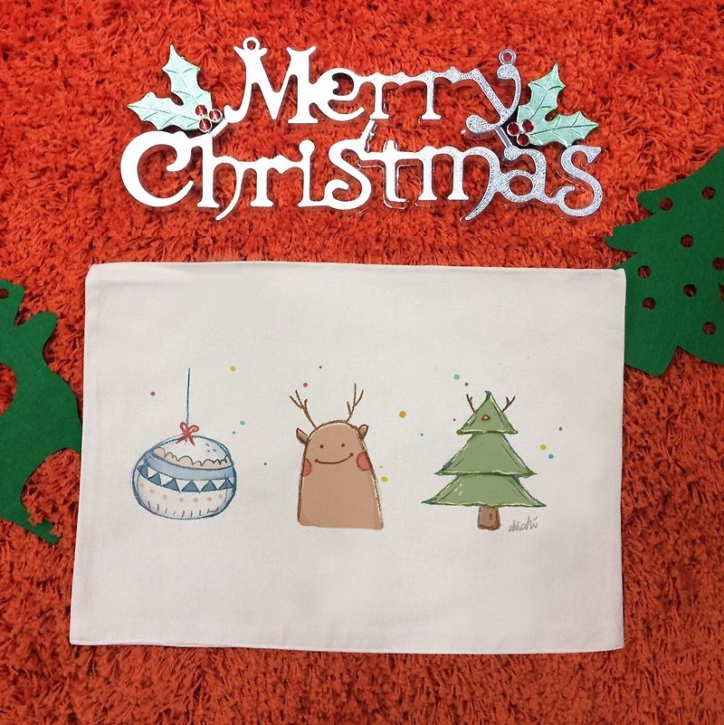 [クリスマスプレゼント]イラストレーター父島│クリスマスがあなたのテーブルのキャンバスプレイスマットを飾ります - ランチョンマット - コットン・麻 
