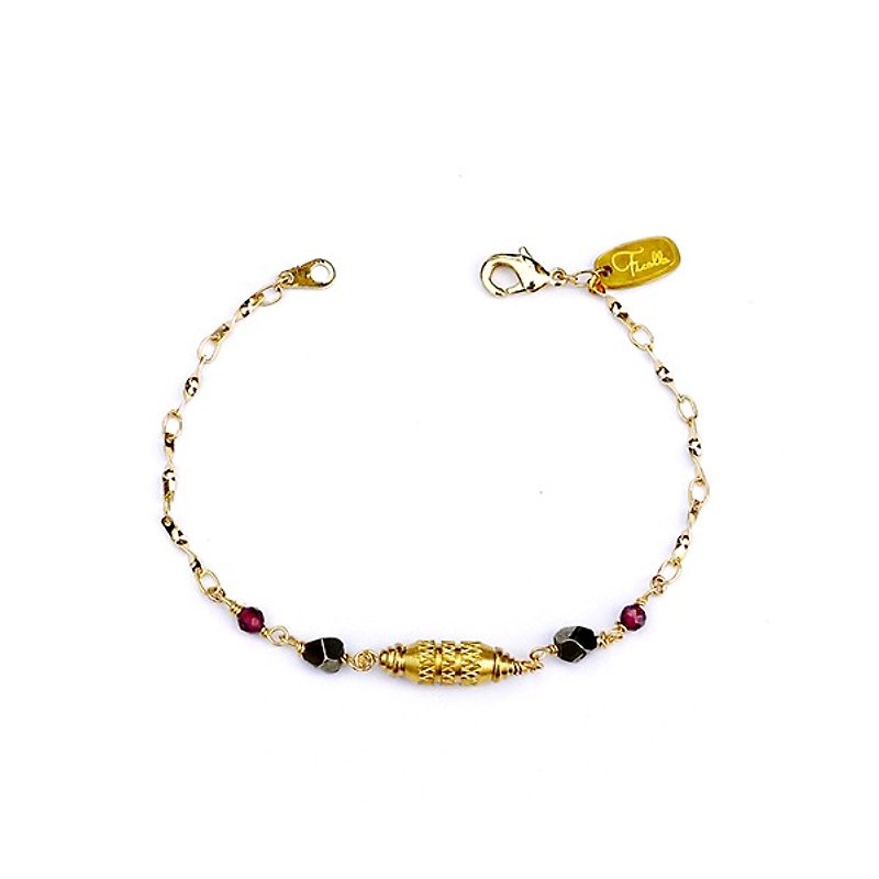 Ficelle | handmade brass natural stone bracelet | [bright memory] Amber expectations - Bracelets - Gemstone 