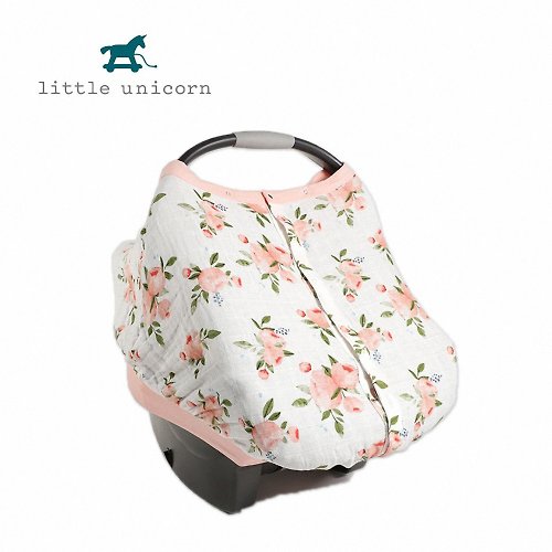 艾兒樂時尚育兒精品 Little Unicorn 純棉紗布提籃罩-二代 水彩玫瑰