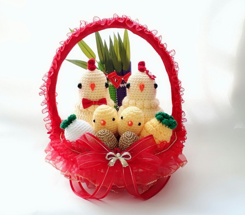 Warm wool yarn wedding guide chicken red perfect combination - ของวางตกแต่ง - วัสดุอื่นๆ สีแดง