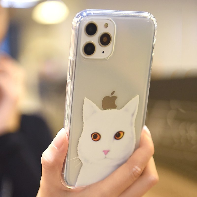 iPhone 11/Pro/Max 白色喵咪 貓貓 透明手機套 手機殼 禮物 - 手機殼/手機套 - 塑膠 透明