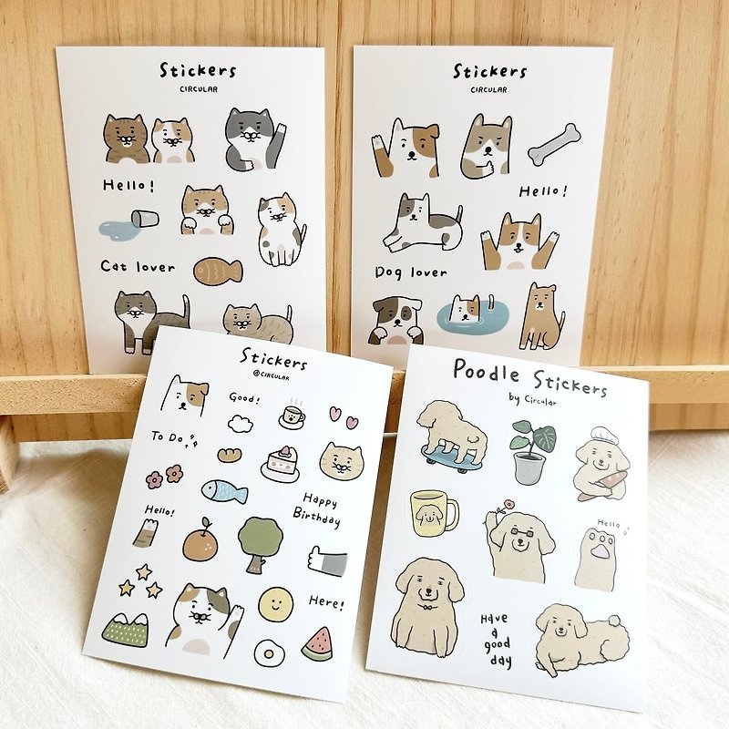 Cats and Dogs-Waterproof Matte Stickers - Stickers - Paper 
