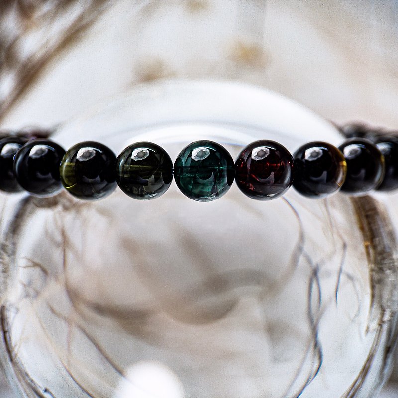 InfiniteLoop 【Dark MulticolorTourmaline】 High Quality Tourmaline Bracelet - Bracelets - Crystal Multicolor