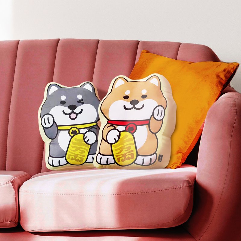 SHIBAINC 柴犬工房 招財咕𠱸 - 枕頭/抱枕 - 棉．麻 黃色