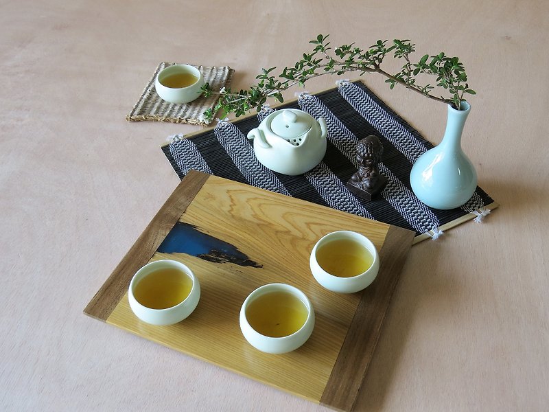 HO MOOD Deconstruction Series-Handmade Log Tea Tray - Coasters - Wood Gold