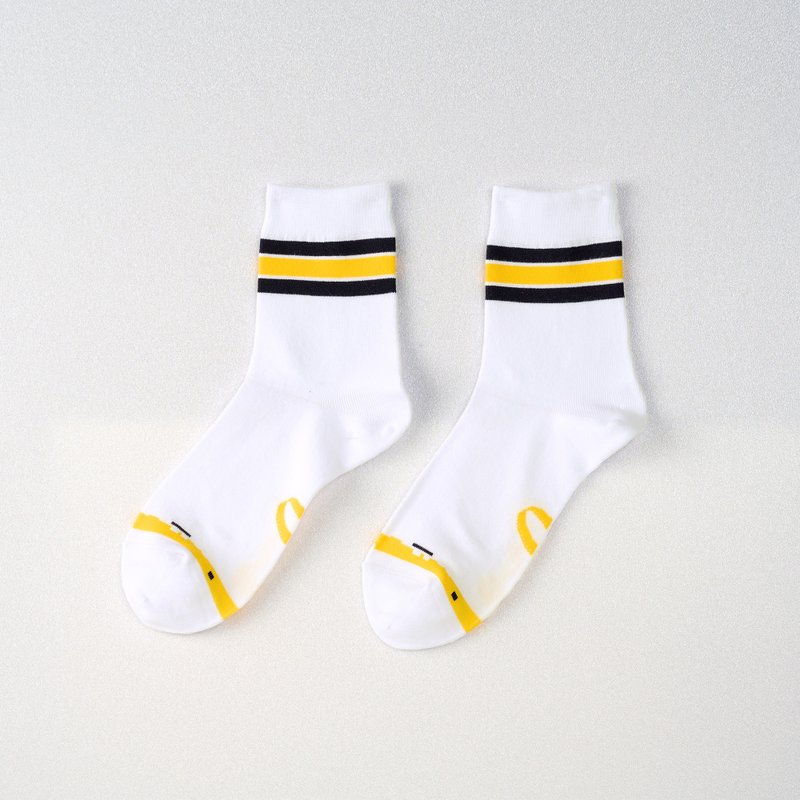 [Joint Series TIDF] Run for fun/White (F)-MIT designed mid-calf socks - ถุงเท้า - ผ้าฝ้าย/ผ้าลินิน สีดำ