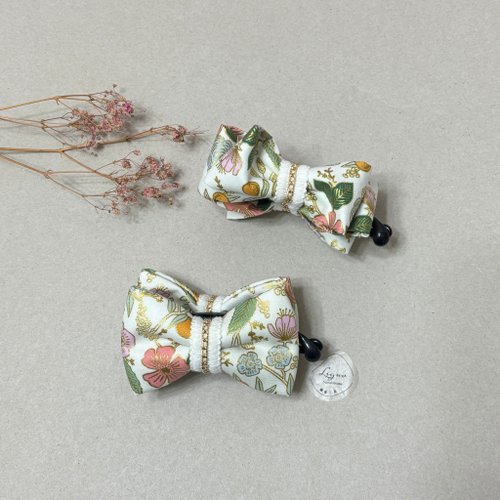 驪果工房Liguo 燙金花葉 | 雙層結相交夾 | 香蕉夾 | 立體蝴蝶結
