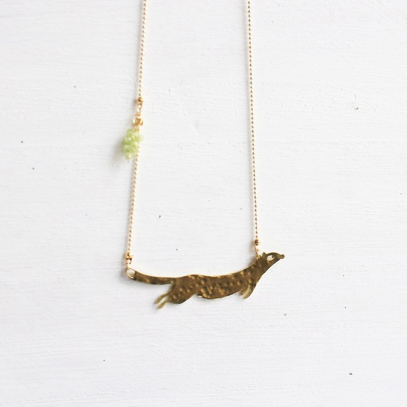 Otter hammered brass golden necklace I Story_Ocean's Love - Necklaces - Copper & Brass Gold