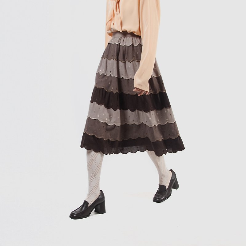 [Egg plant ancient] Melaleuca woolen vintage dress - Skirts - Wool Brown