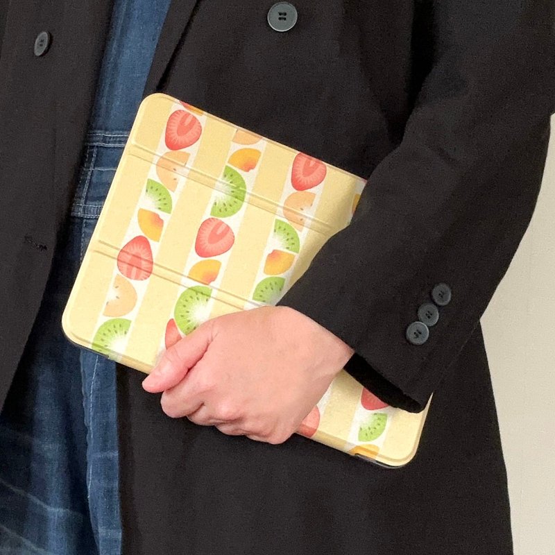 Notebook iPad case with pen compartment - Fruit sandwich - Soft case type - Tablet & Laptop Cases - Faux Leather Multicolor