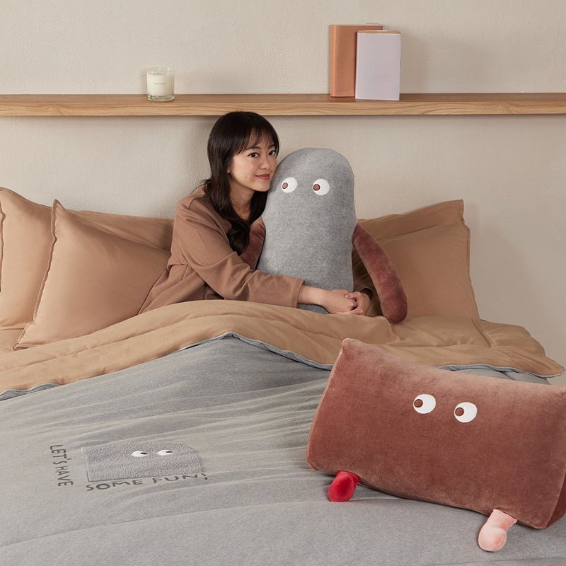 睛睛長型抱枕-迷霧灰 - 枕頭/抱枕 - 棉．麻 灰色