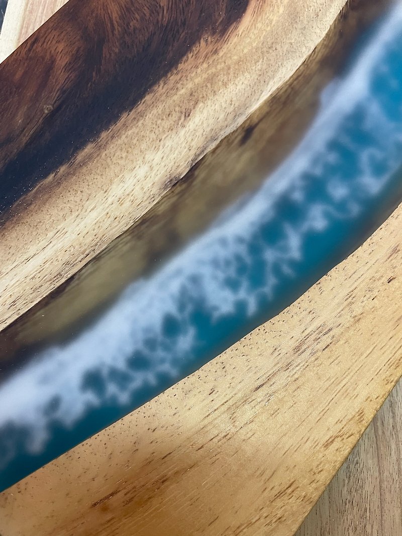 Marine resin walnut handmade tray/cutting board - ถาดเสิร์ฟ - ไม้ สีน้ำเงิน