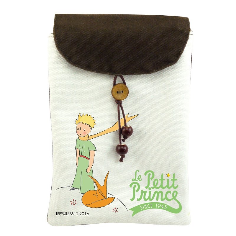 小王子經典版授權-手機袋：【狐狸的秘密禮物】( 肩背 ) - 側背包/斜孭袋 - 棉．麻 綠色