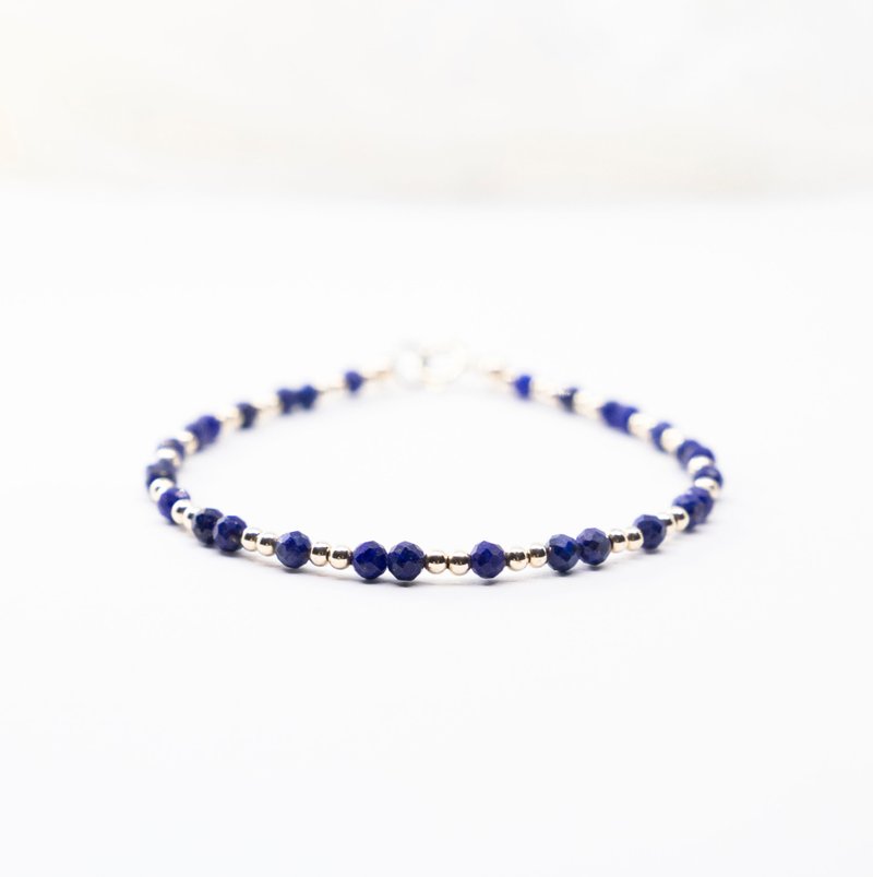 Lapis Lazuli American 14KGF 2MM Ultra-Fine Bracelet - The Stone for warding off evil, transporting and meditating, the December birthstone - - Bracelets - Crystal Blue