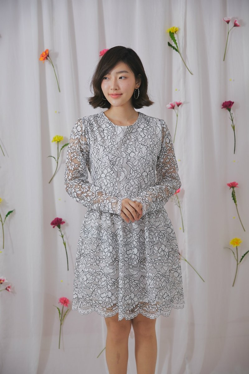 【Off-Season Sales】Clara lace dress (white) - ชุดเดรส - ผ้าฝ้าย/ผ้าลินิน ขาว