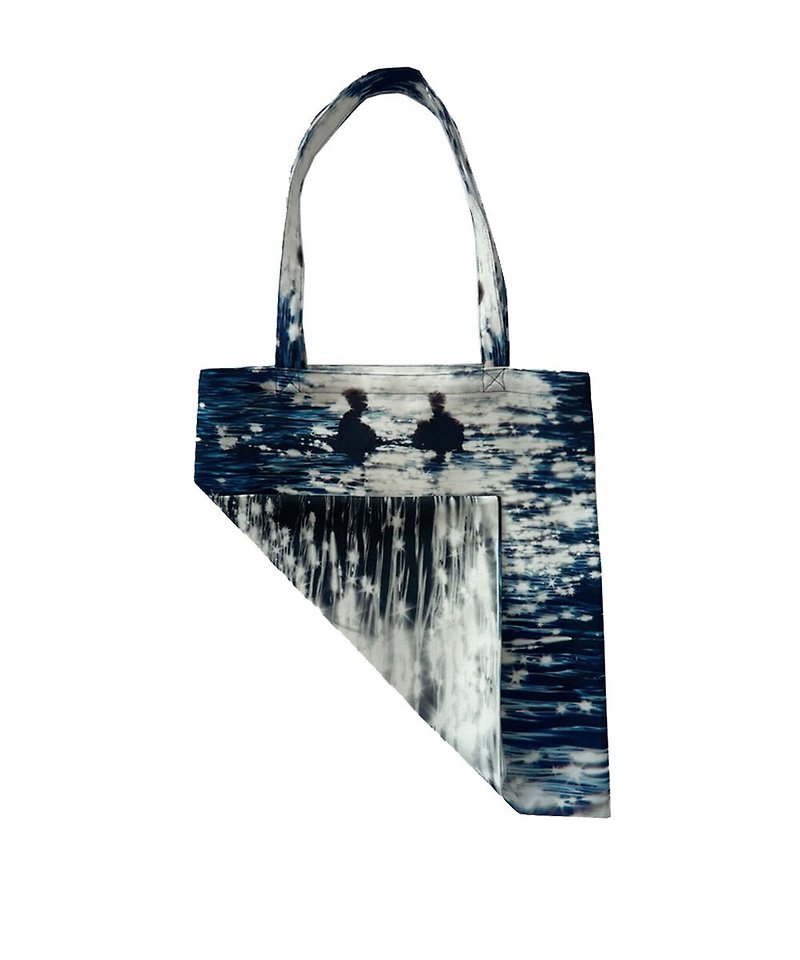 Print eco bag - sunshine 1 - 側背包/斜孭袋 - 棉．麻 藍色