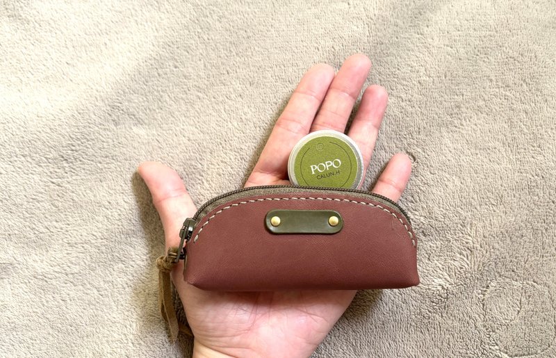 POPO│掌心│皮革.長條立體收納包 leather - 鑰匙圈/鑰匙包 - 真皮 咖啡色
