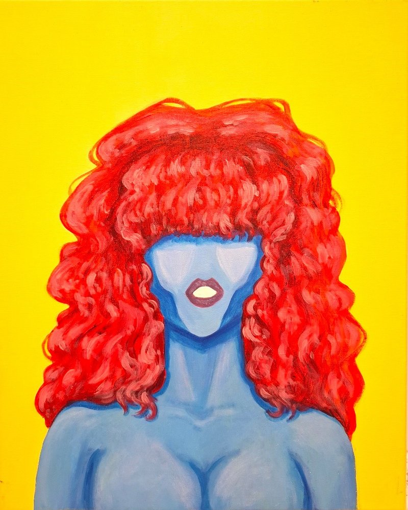 Original Acrylic Painting Red Haired Woman Samantha Portrait wall Decoration - 壁貼/牆壁裝飾 - 其他材質 多色