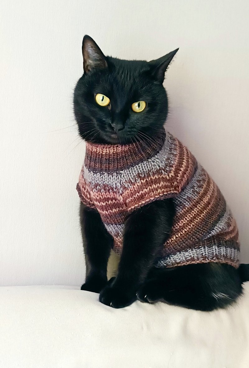 糸猫セーター猫用ジャンパーペット用セーター犬服ストライプ猫セーター - 洋服・帽子 - ウール 