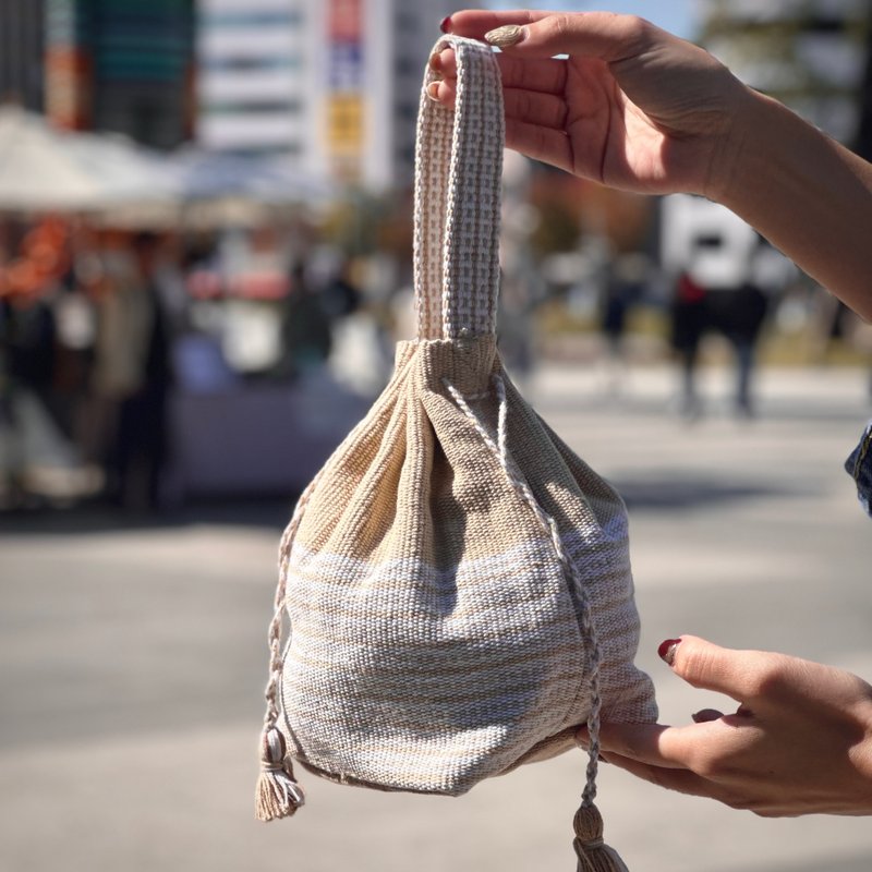 尼泊爾丨茶點棉質包-厚奶茶 - 手提包/手提袋 - 棉．麻 卡其色